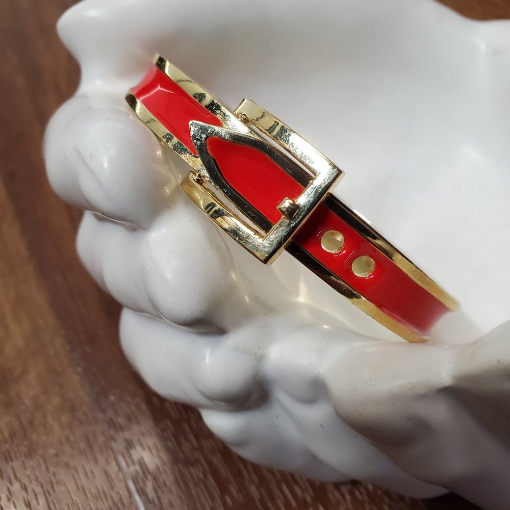 BaubleBar Bracelet ~ Red Belt Adjustable Hinge Bangle